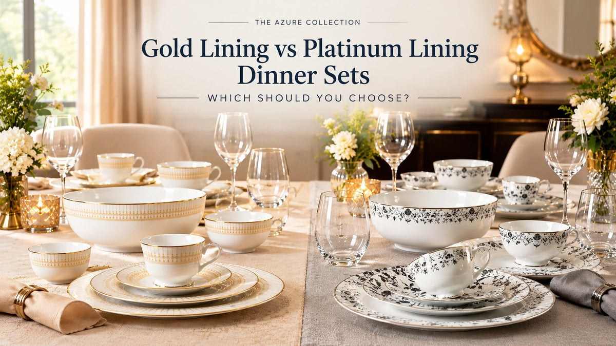 The Azure Collection luxury glassware gifting collection featuring crystal-style tumblers, wine glasses, cocktail glasses, and premium drinkware, elegantly displayed for wedding, housewarming, and festive gifting.