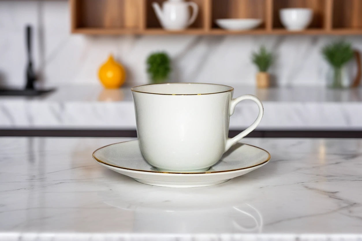 Azure Opaline Gold – 12 Piece Gold Lining Tea Set