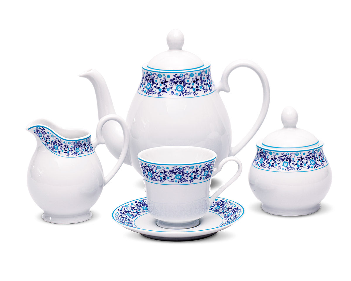 Azure 17-Piece Tea Set - Elegant Porcelain