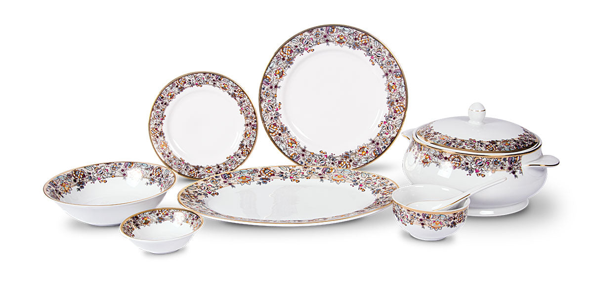 Azure Regalia – 21 Piece Gold Dinner Set