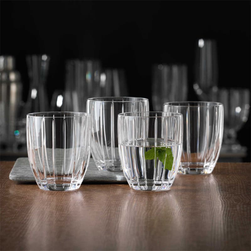 Milano Tumbler Gift Set – 6 Crystal Glasses, 1 Flask & 1 Peg Measurer | 319ml