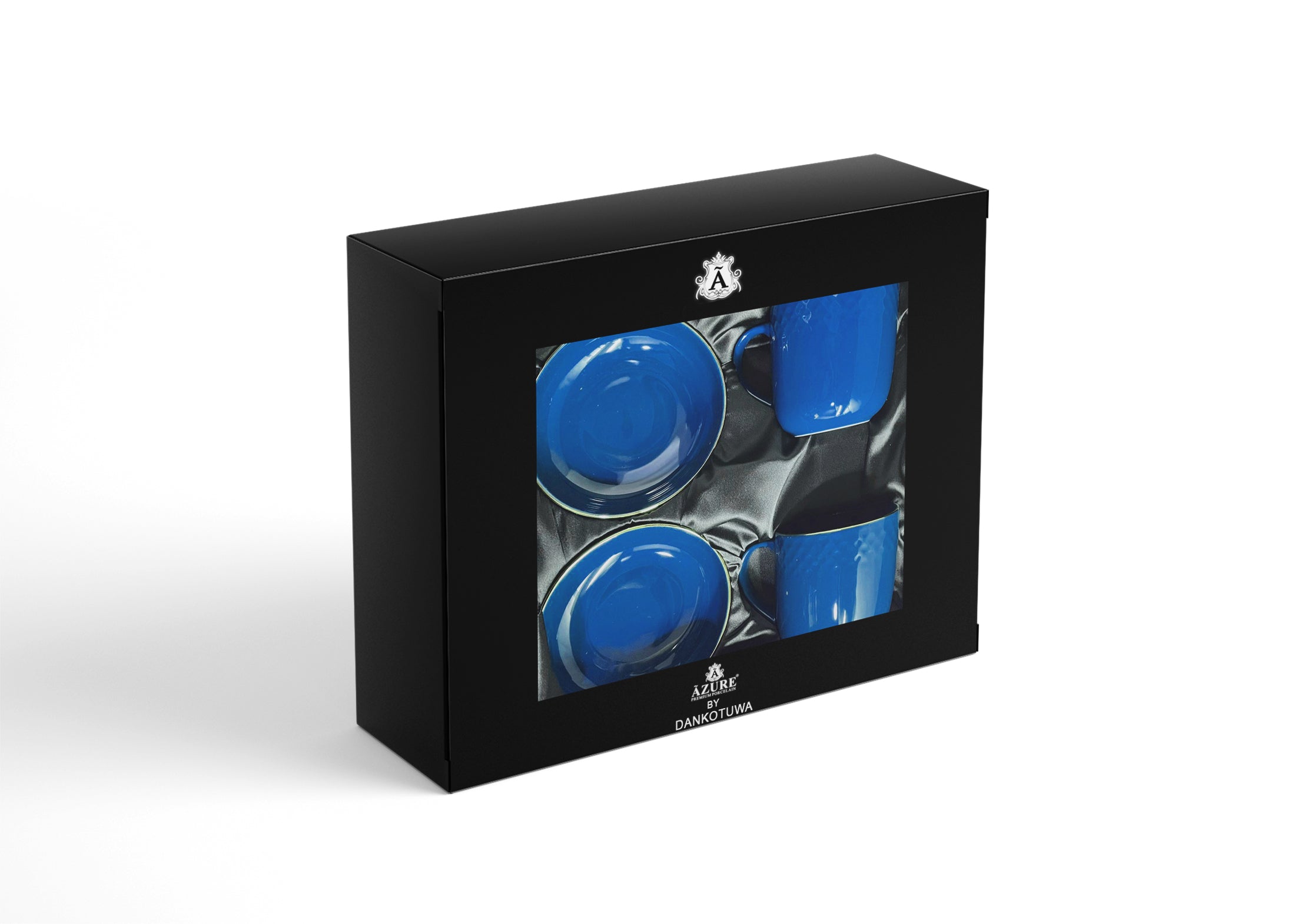 Azure by Dankotuwa Water Drop Dark Blue – Set of 4 Gold Lining Snack Set