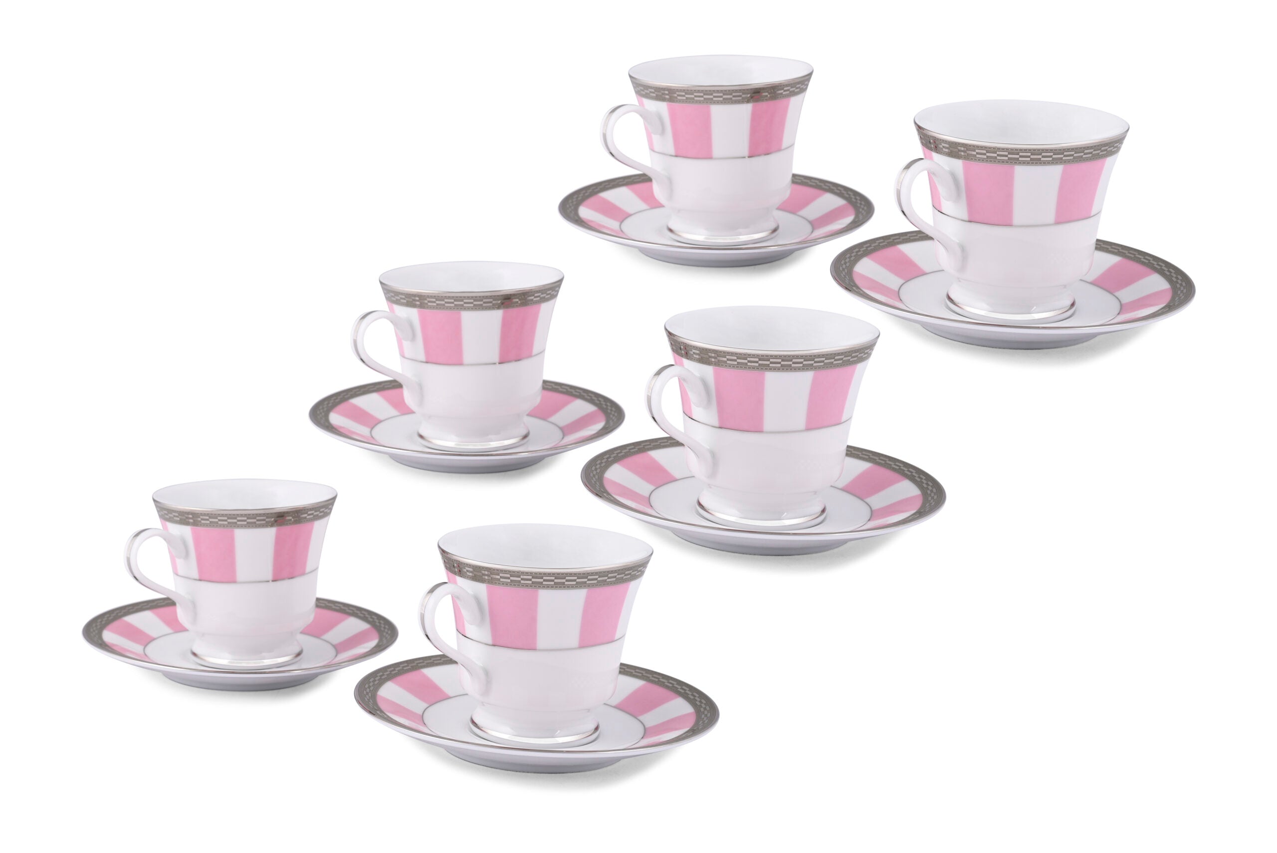 Azure By Dankotuwa Rose Matiz Baby Pink – 12 Piece Platinum Lining Tea Set