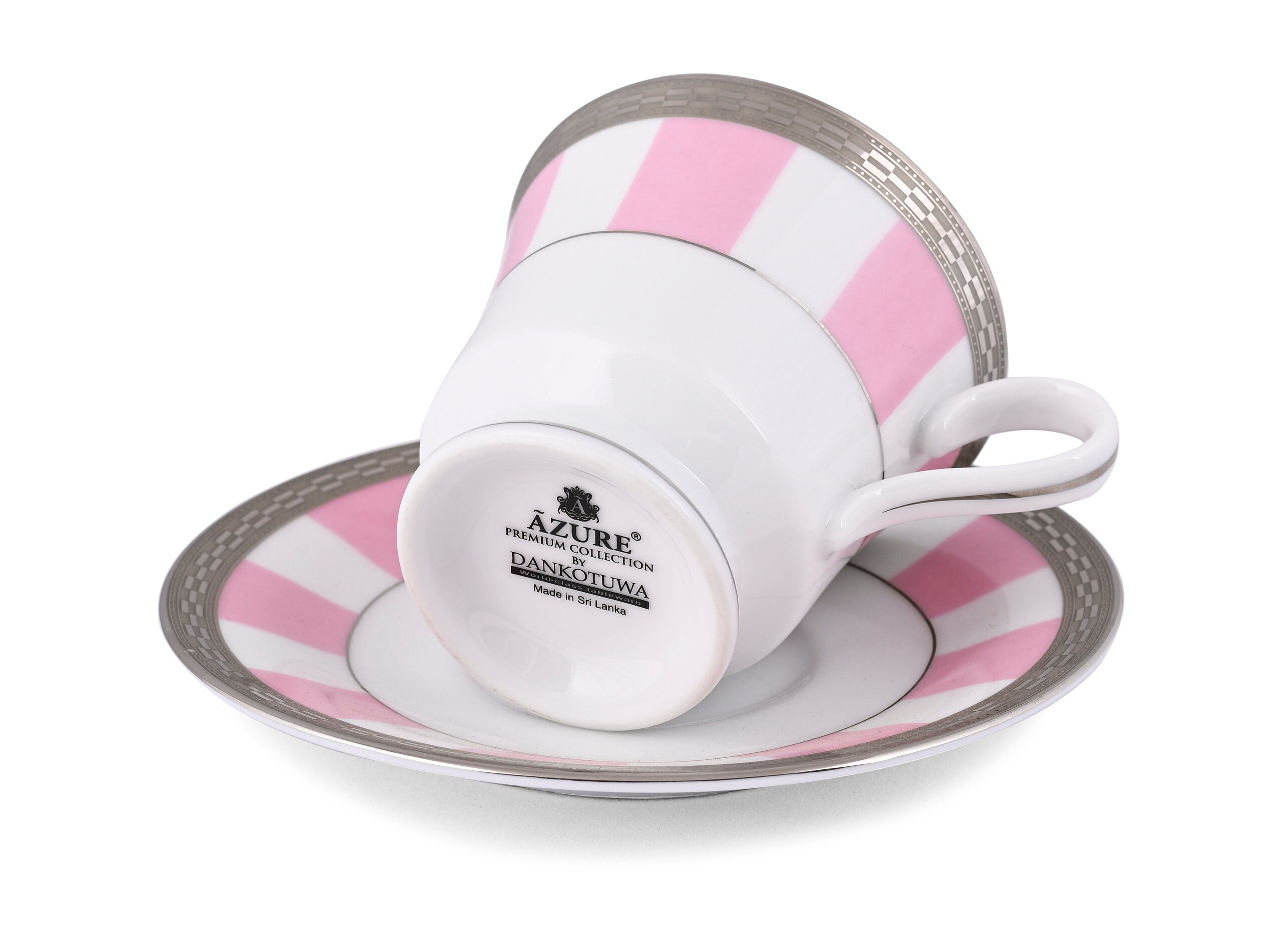 Azure By Dankotuwa Rose Matiz Baby Pink – 12 Piece Platinum Lining Tea Set