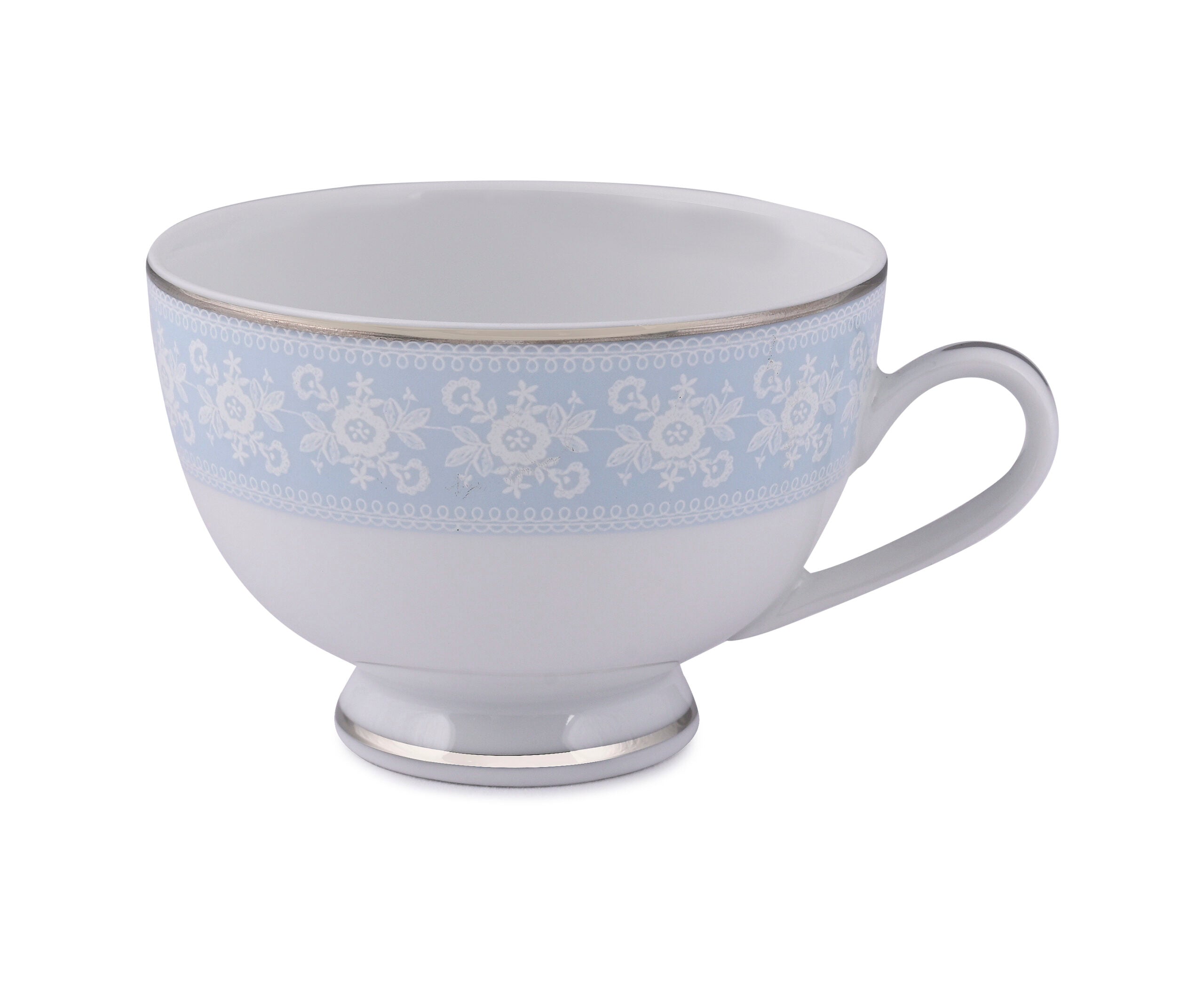 Dankotuwa Pizzi Marlette 12-Piece Premium Porcelain Cup and Saucer Set - Platinum Lining