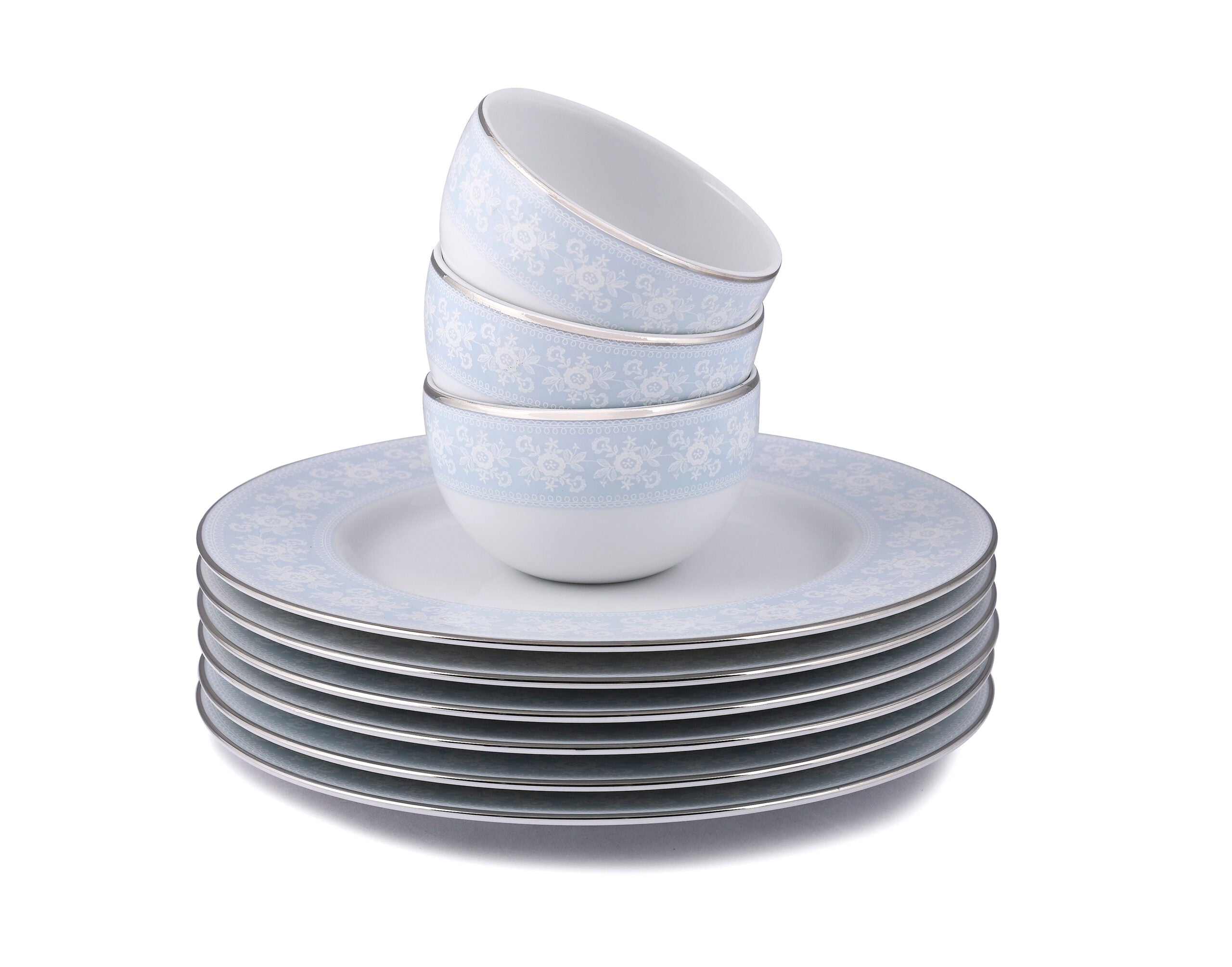 Azure By Dankotuwa Pizzi Marlette 21-Piece Porcelain Dinner Set - Platinum Lining