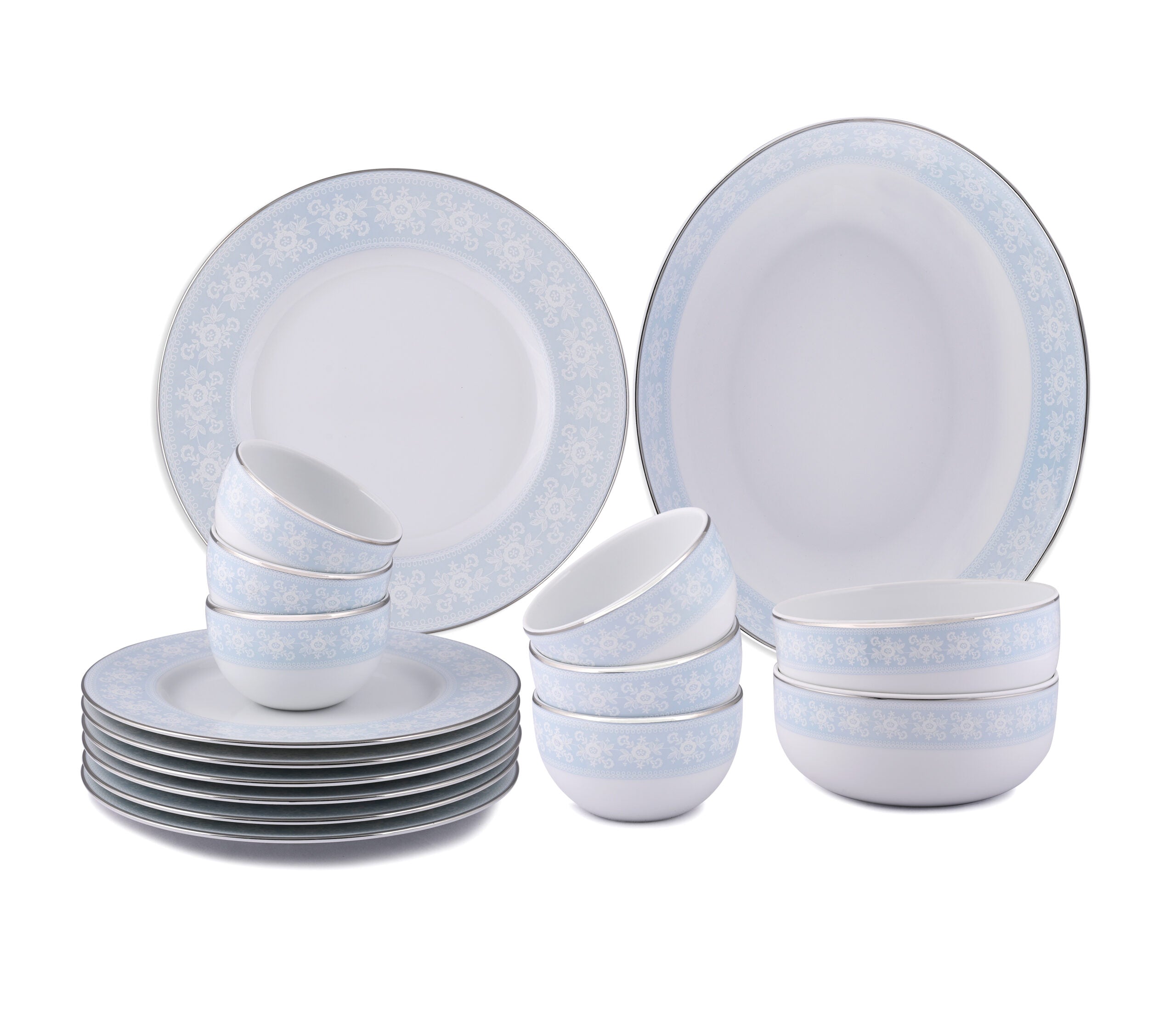 Azure By Dankotuwa Pizzi Marlette 21-Piece Porcelain Dinner Set - Platinum Lining