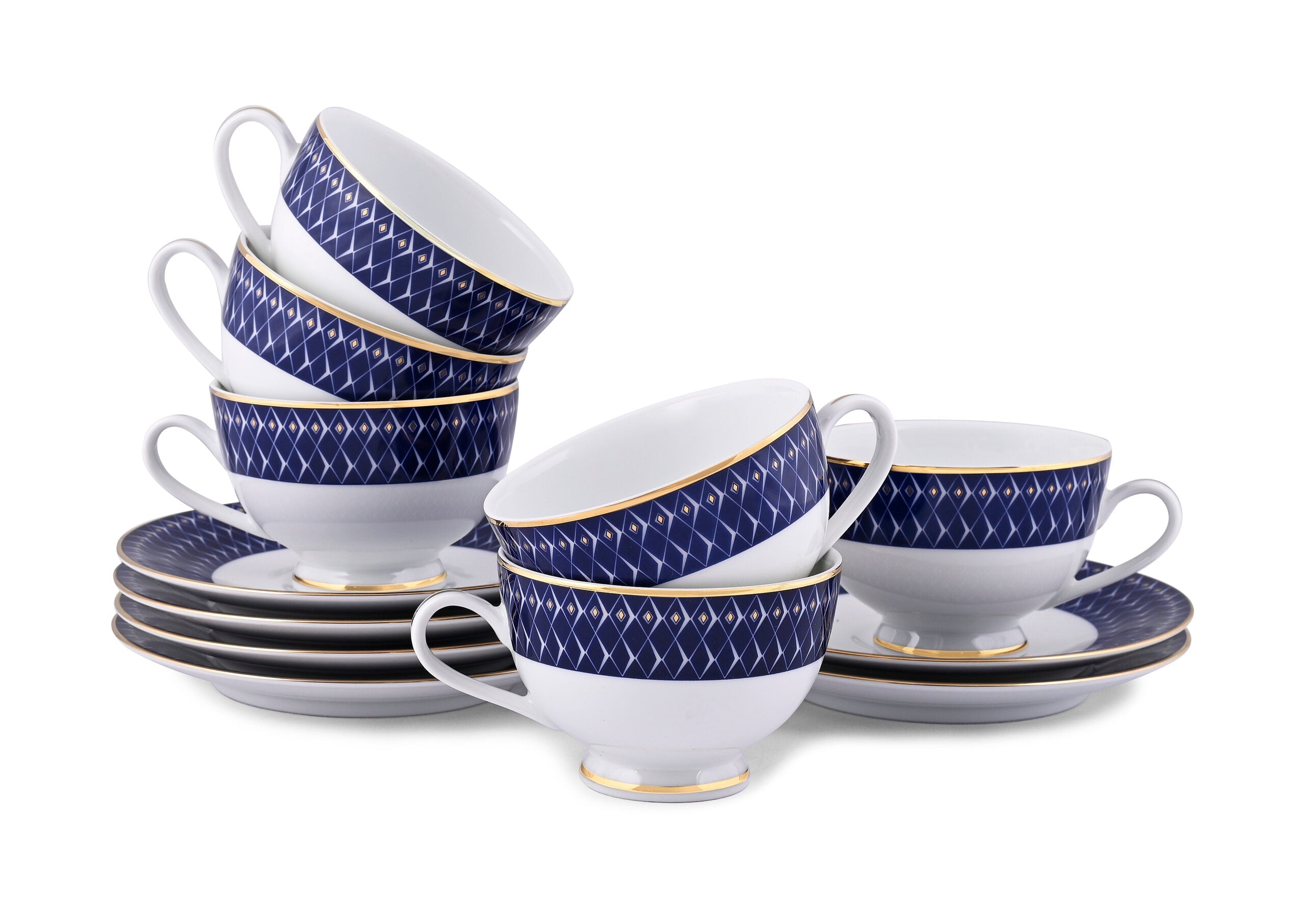 Azure by Dankotuwa Ocean Flore – 12 Piece Gold Lining Tea Set