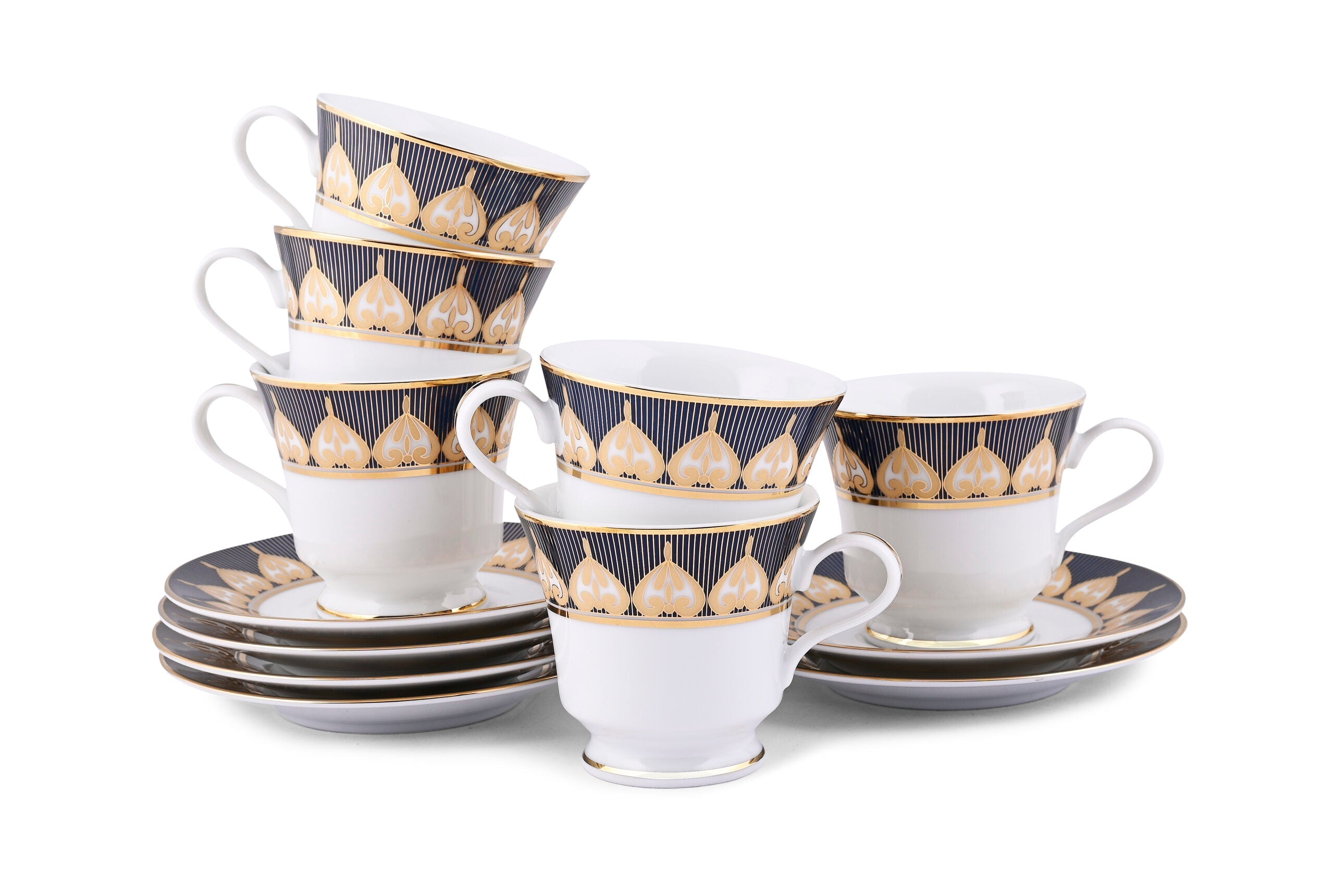 Azure by Dankotuwa Royal Calyx – 12 Piece Gold Lining Tea Set