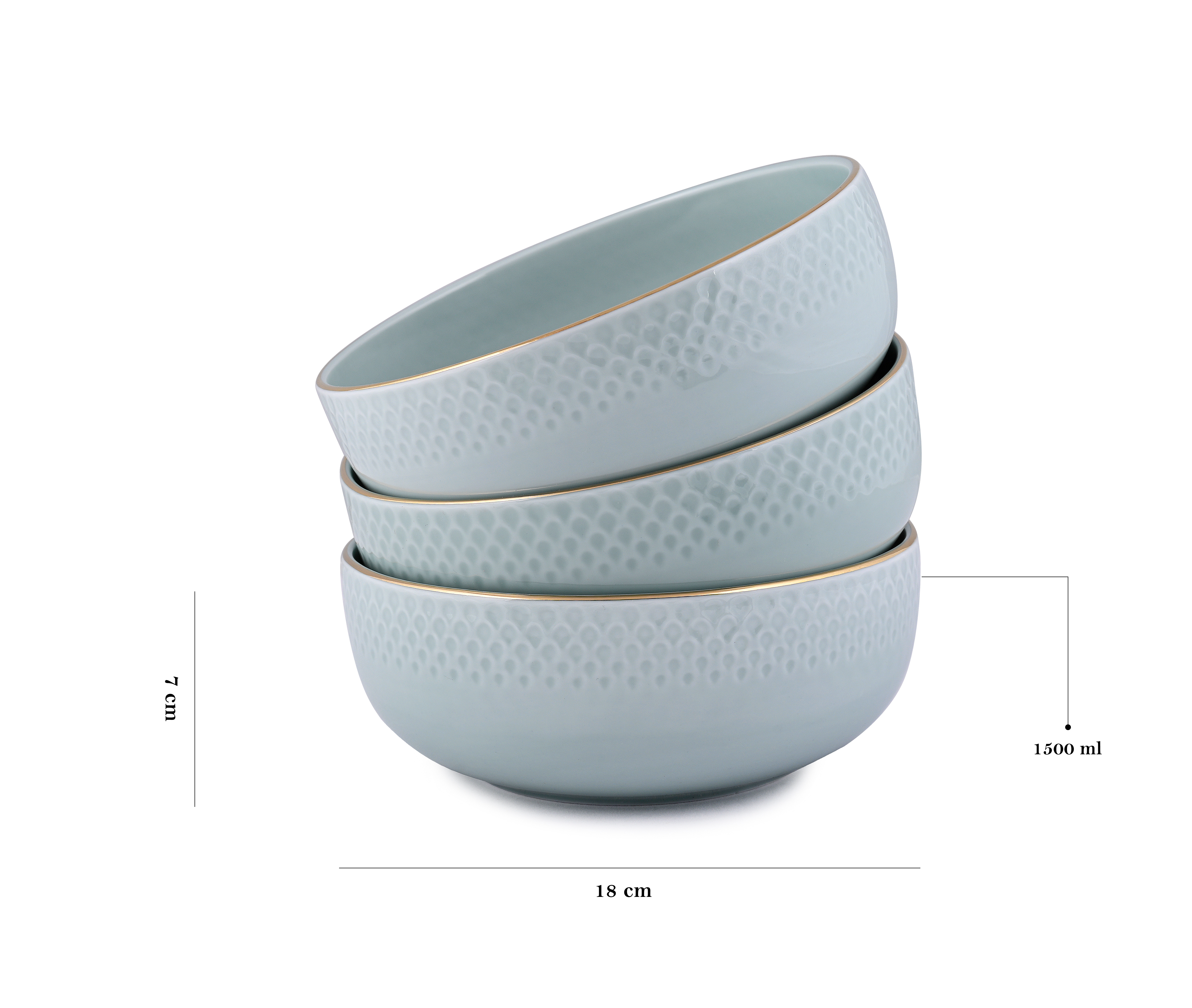 Azure By Dankotuwa Water Drop Green 21-Piece Porcelain Dinner Set - Gold Lining