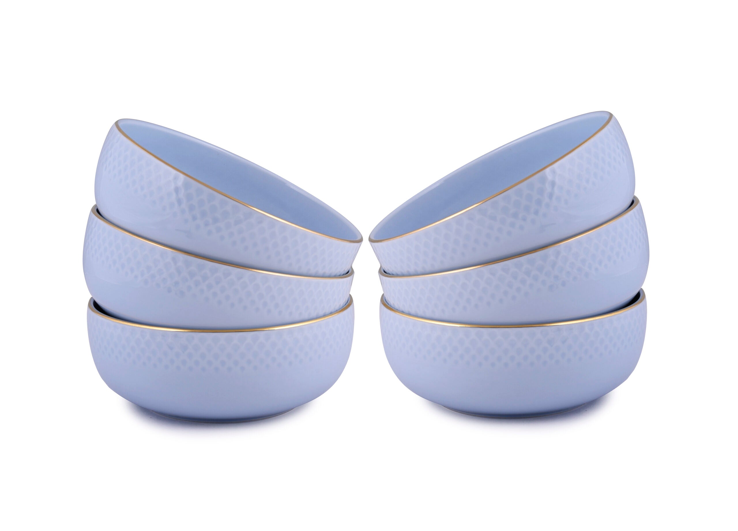 Azure By Dankotuwa Water Drop Blue 21-Piece Porcelain Dinner Set - Gold Lining