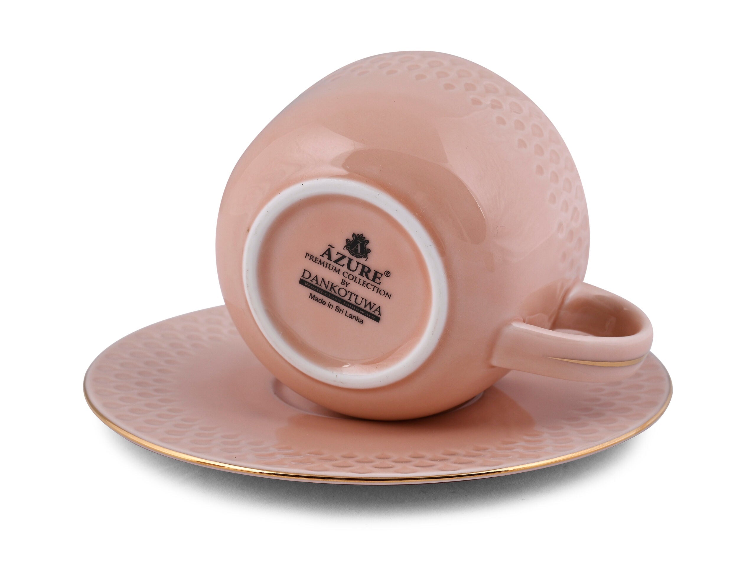 Azure by Dankotuwa Water Drop Pink – 12 Piece Gold Lining Tea Set