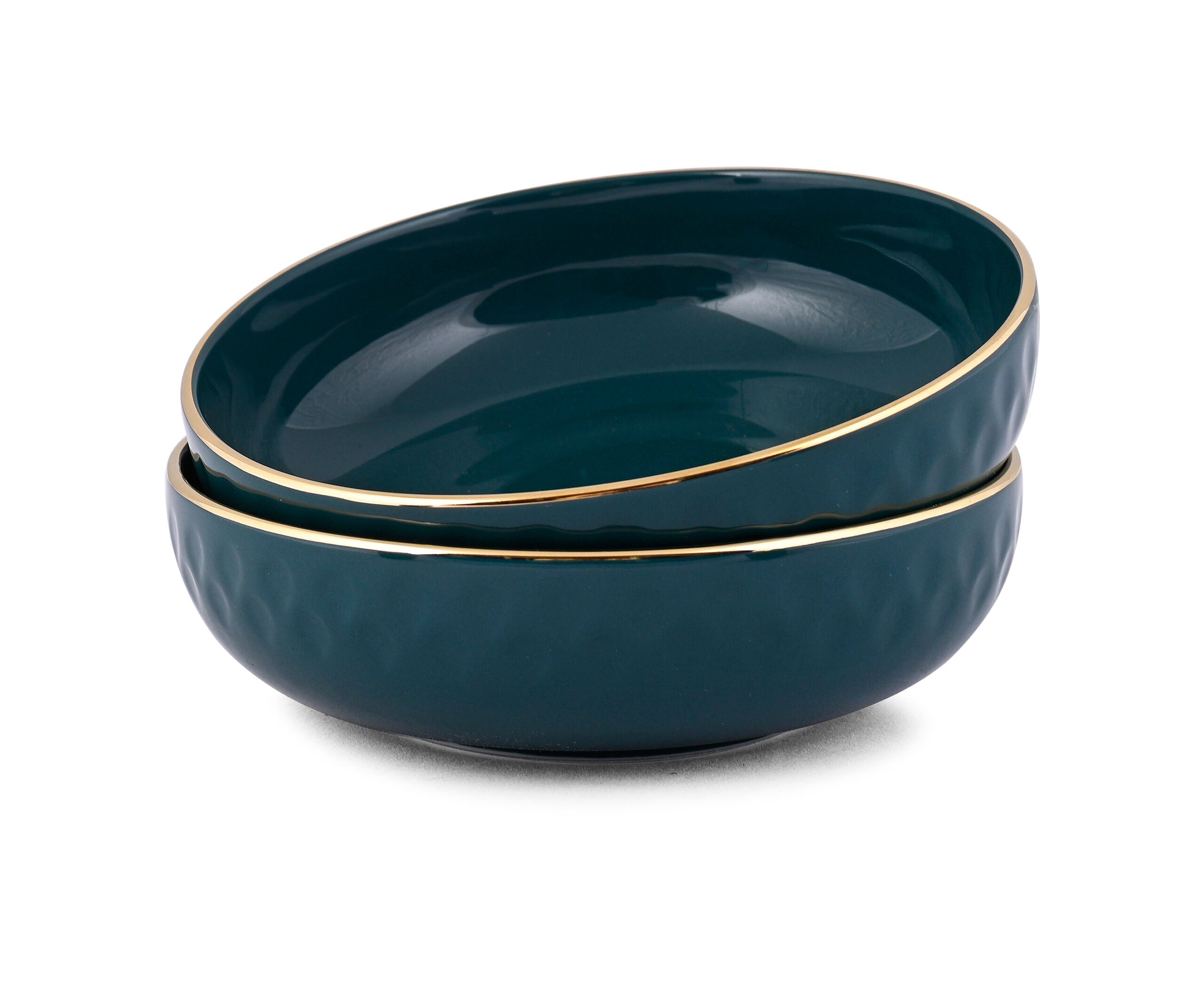 Azure by Dankotuwa Water Drop Dark Green – Set of 4 Gold Lining Snack Set