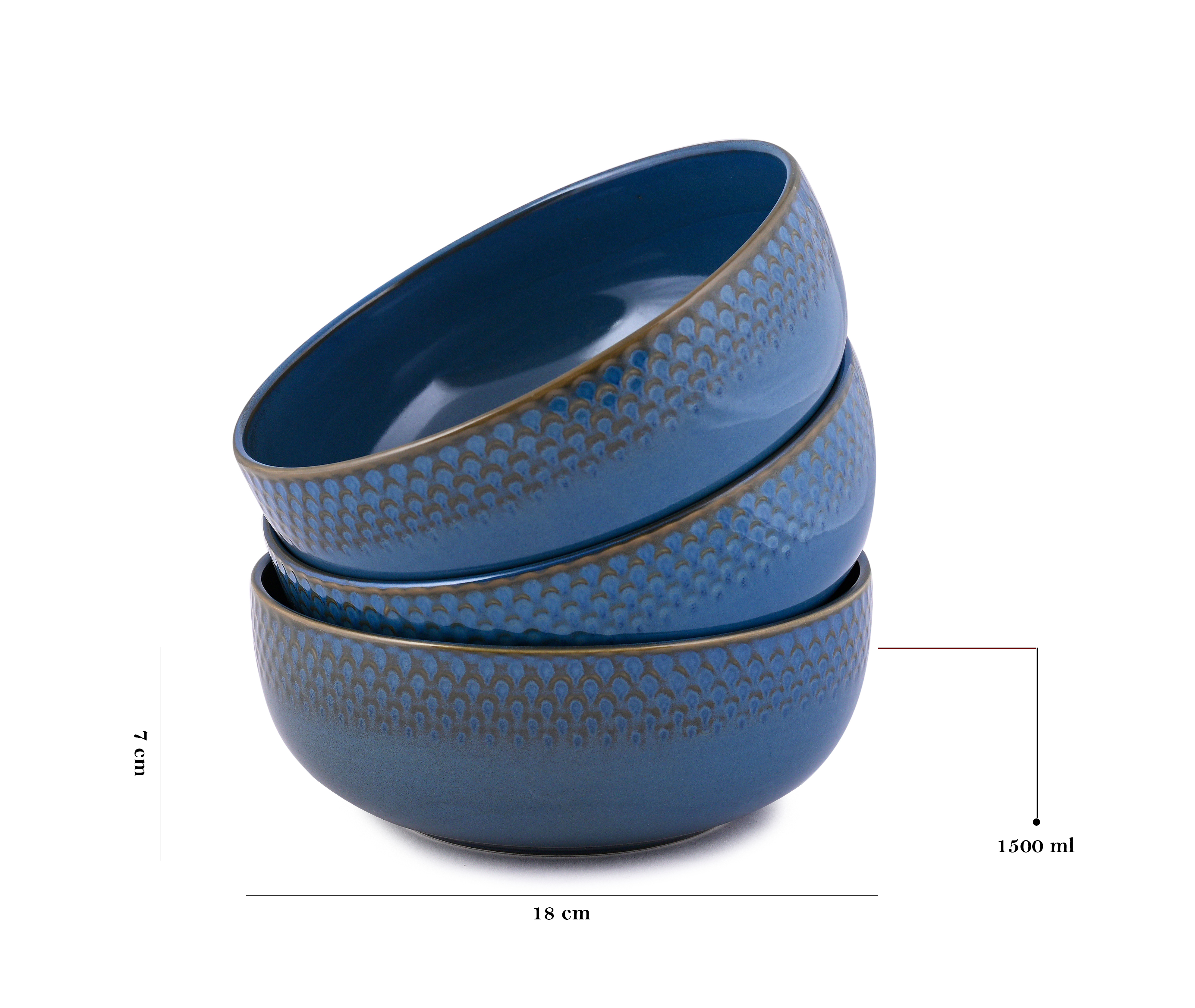 Azure By Dankotuwa Water Drop Reactive Blue 21-Piece Porcelain Dinner Set