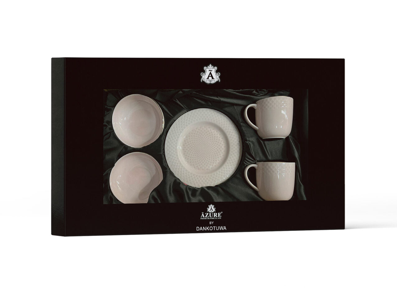 Dankotuwa Glazed 6-Piece Water Drop Pink Snack Gift Set with Gold Lining
