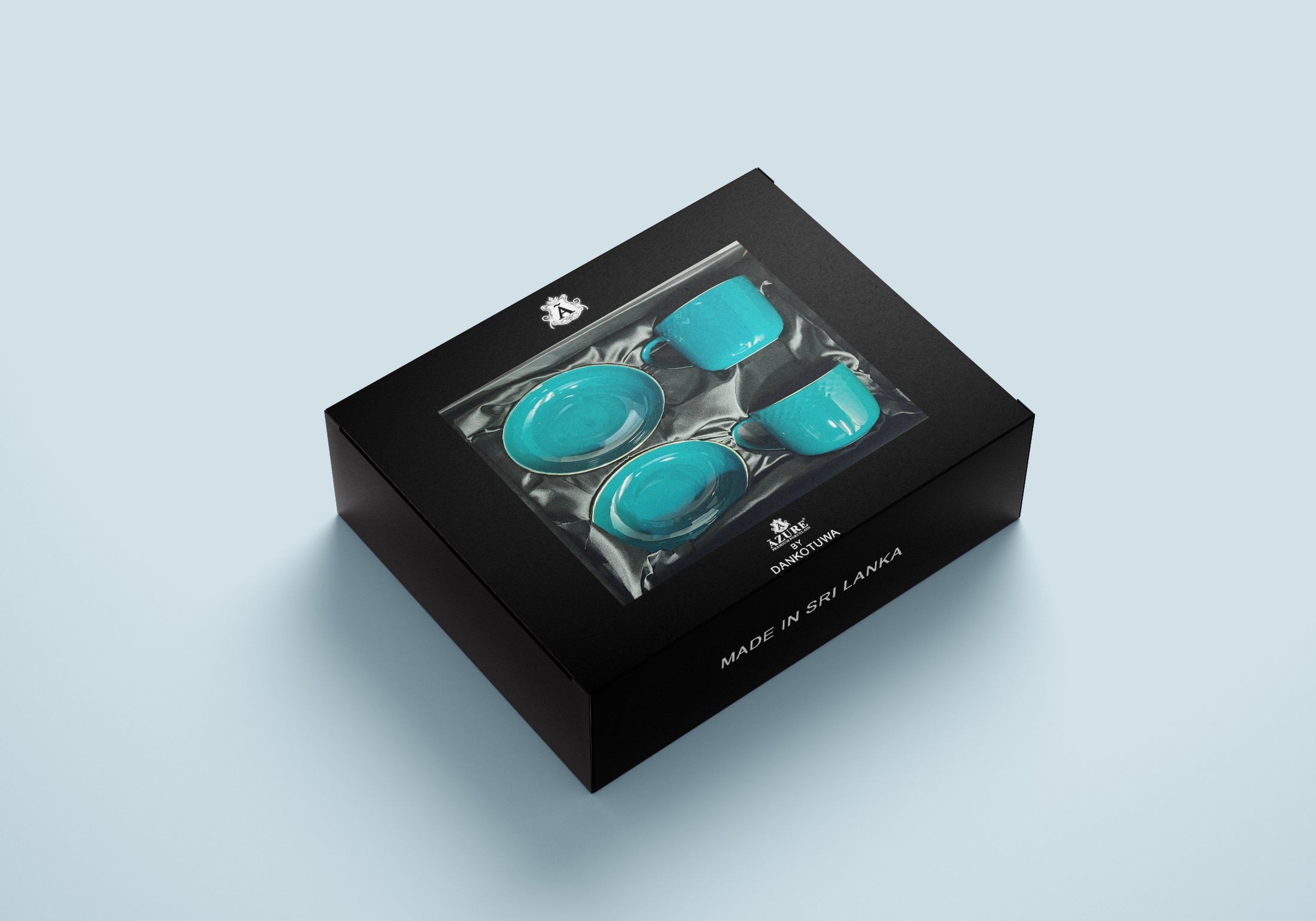 Azure by Dankotuwa Water Drop Dark Green – Set of 4 Gold Lining Snack Set