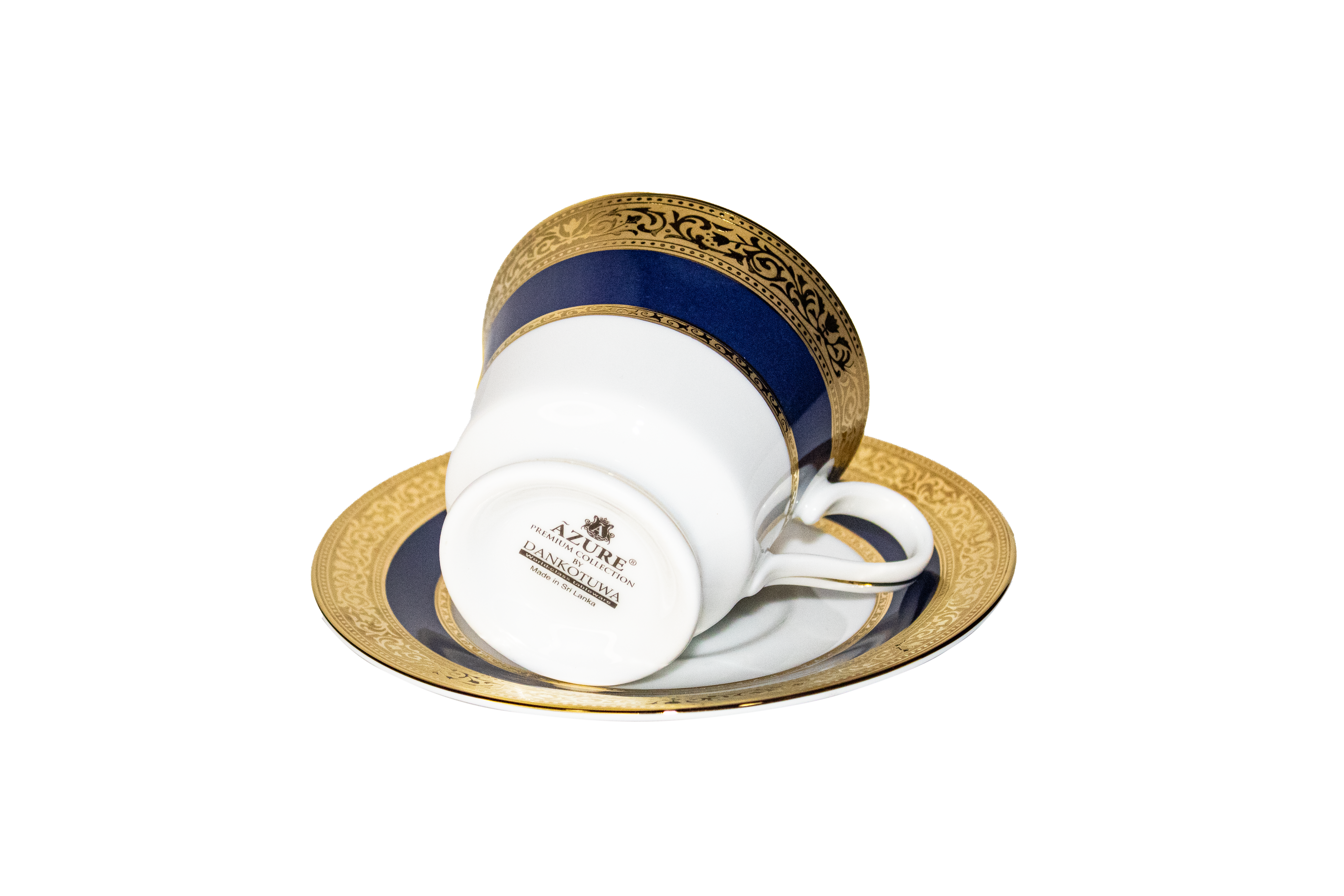 Azure by Dankotuwa Sapphire Laurel Blue – 12 Piece Gold Lining Tea Set