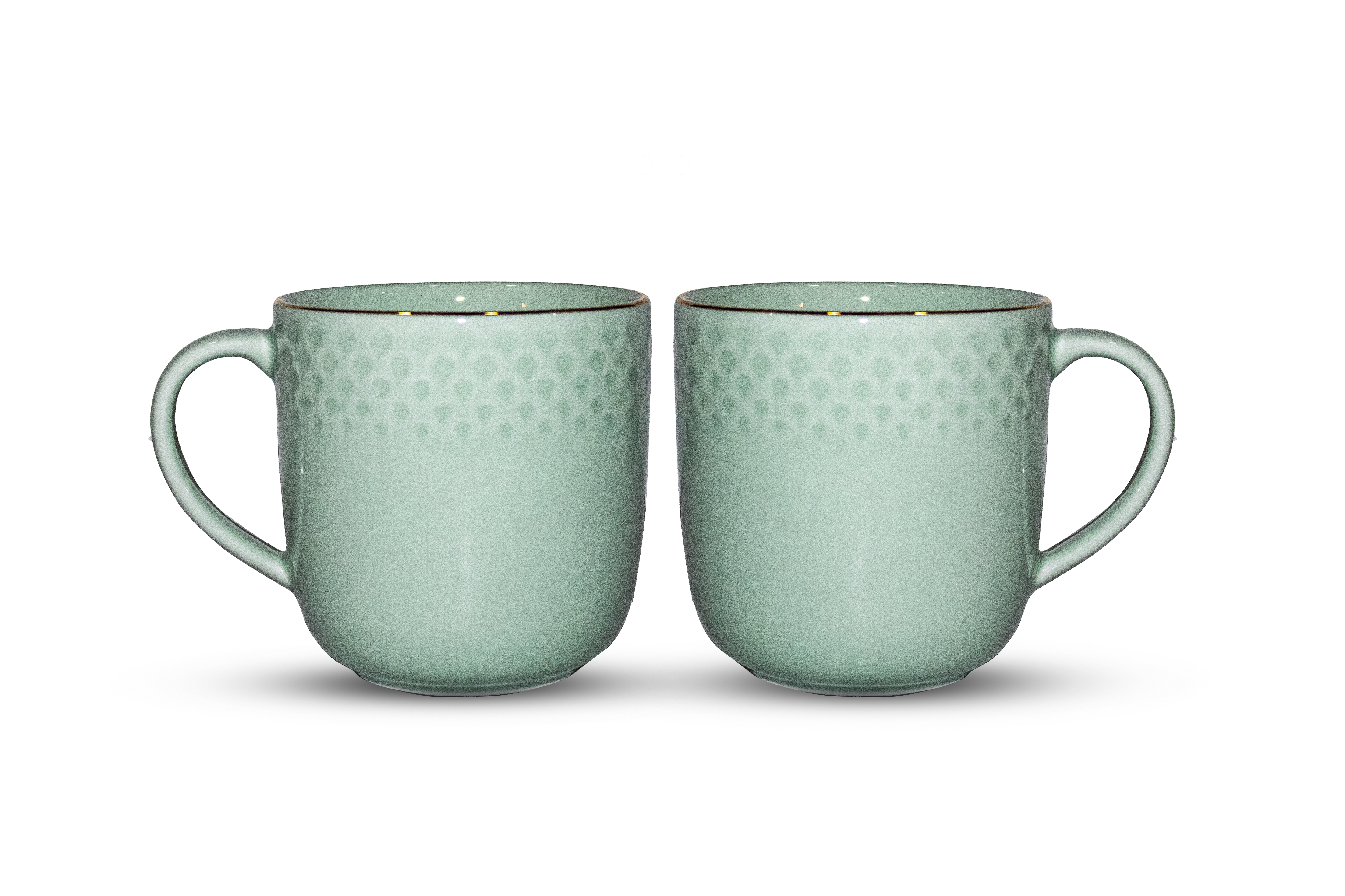 Azure by Dankotuwa Water Drop Green – Set of 2 Gold Lining Mug Set