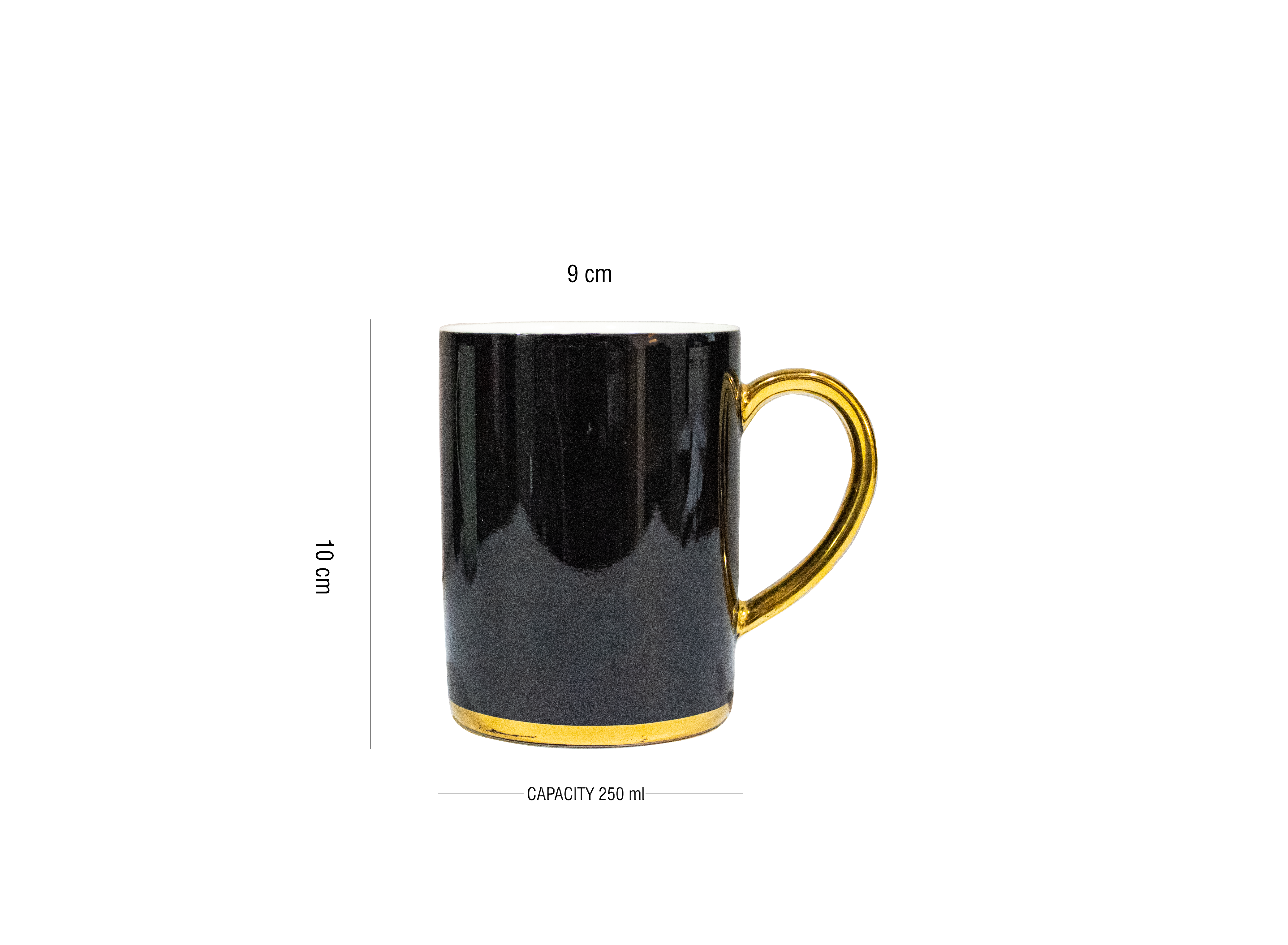 Azure by Dankotuwa Black & White With Gold Handle – Set of 2 Gold Lining Mug Set