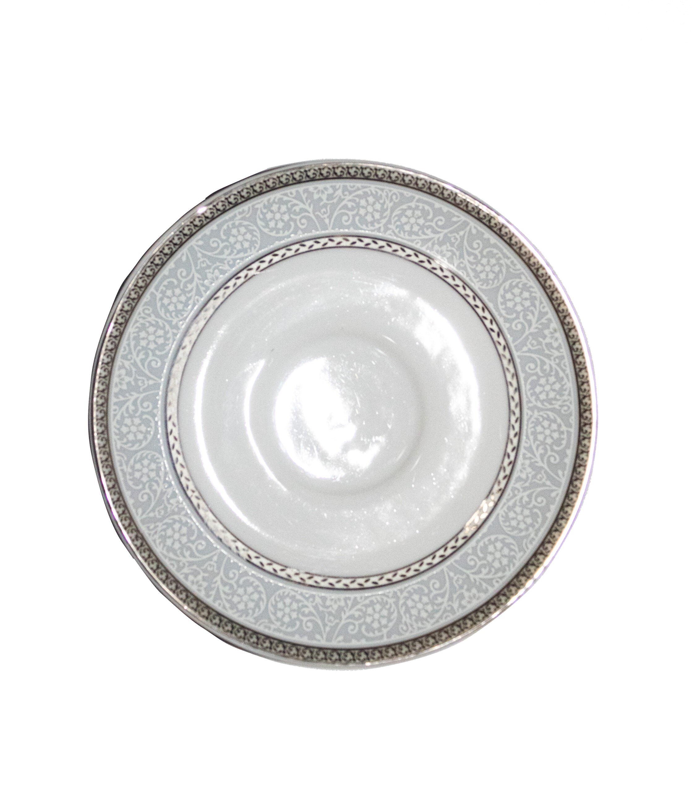 Azure Celestial Silver Lace 12-Piece Premium Porcelain Cup & Saucer Set – Platinum Lining