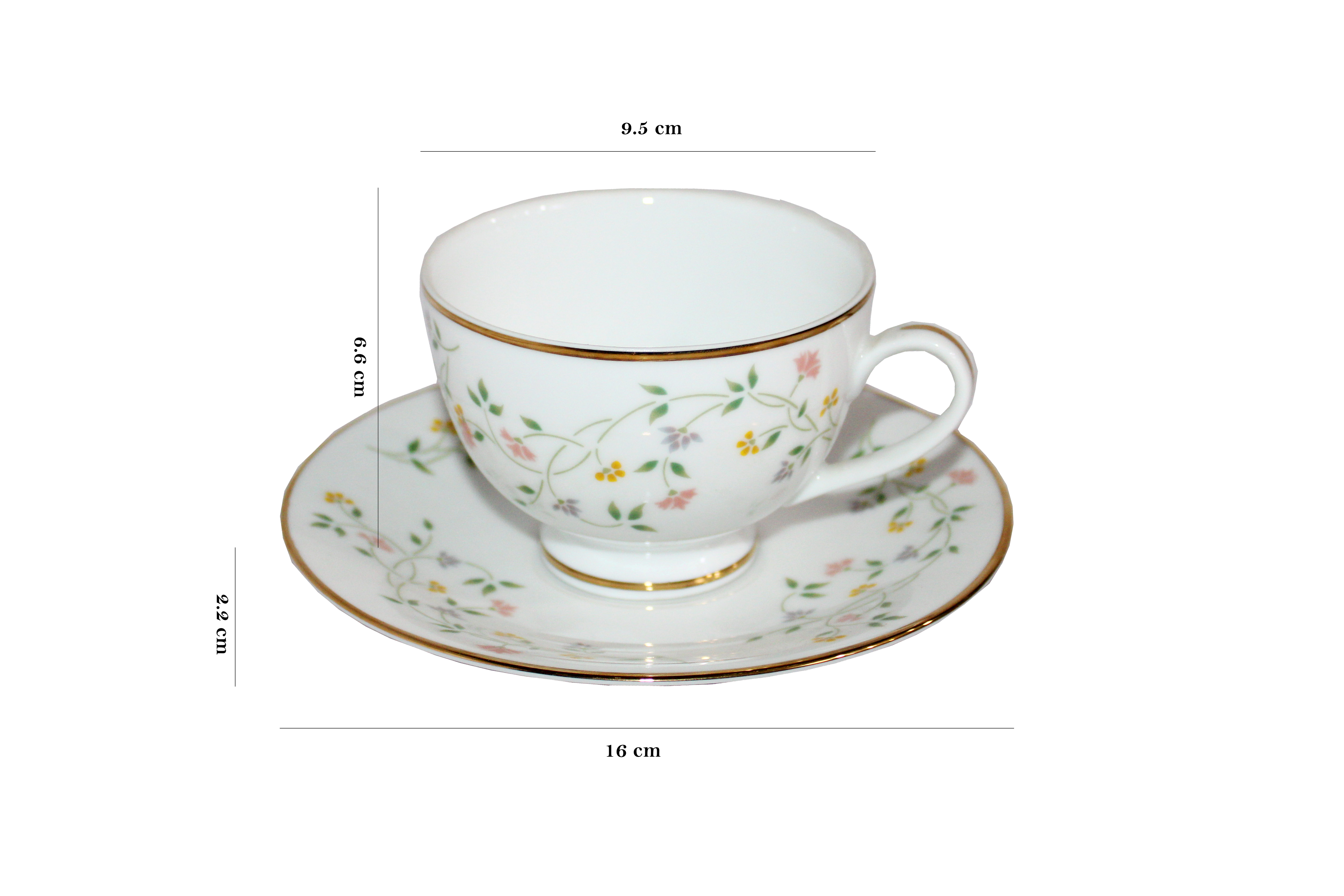 Azure by Dankotuwa Floral Vines – 12 Piece Gold Lining Tea Set