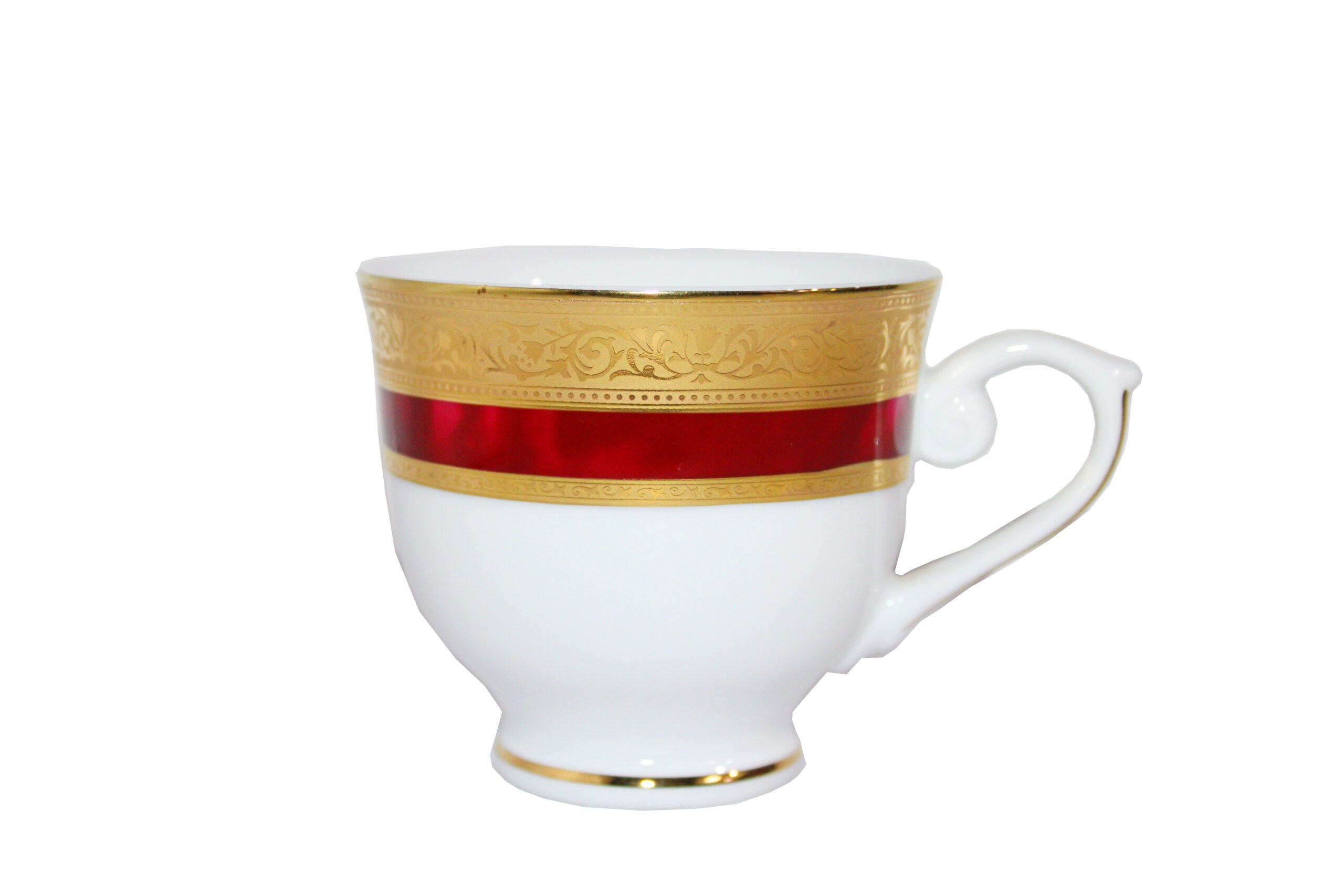 Azure by Dankotuwa Wine Laurel Red – 12 Piece Gold Lining Tea Set