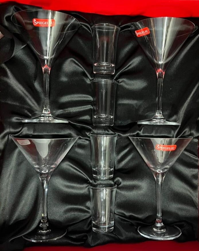 Martini Soiree Glass Set – 4 Martini Glasses & 4 Shot Glasses | 175ml | Premium Crystal