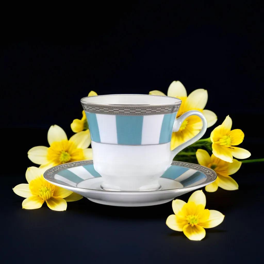 Teal Matiz Green 21-Piece Premium Porcelain Dinner Set by Dankotuwa