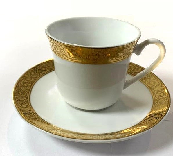 Dankotuwa 12-Piece Gold-Lined Cup & Saucer Set – Premium Porcelain (Design 20101 GL)