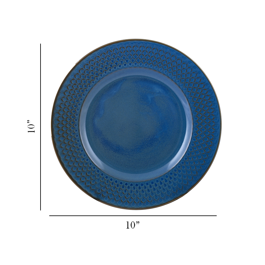 Azure By Dankotuwa Water Drop Reactive Blue 21-Piece Porcelain Dinner Set