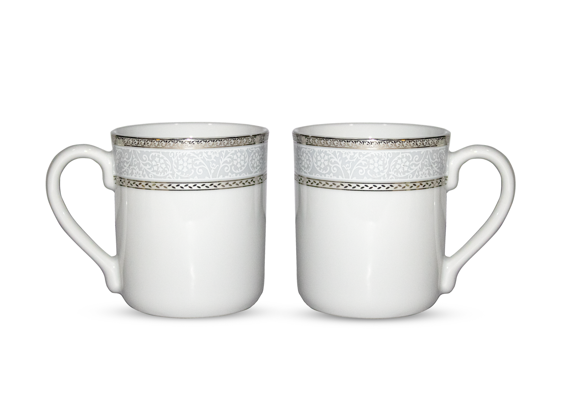 Azure Celestial Silver Lace – Set of 2 Platinum Lining Mug Set