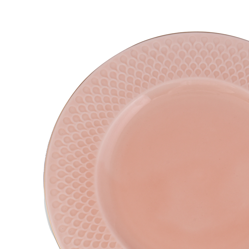 Azure By Dankotuwa Water Drop Pink 21-Piece Porcelain Dinner Set - Gold Lining
