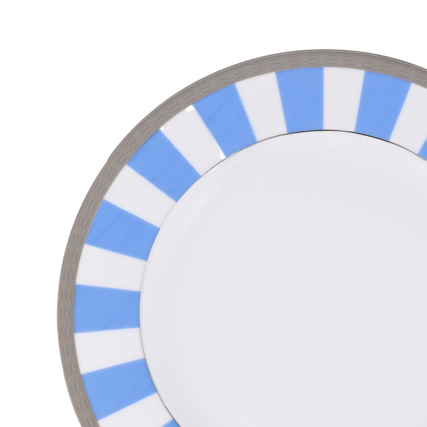 Azure By Dankotuwa Sky Matiz Blue 21-Piece Porcelain Dinner Set - Platinum Lining