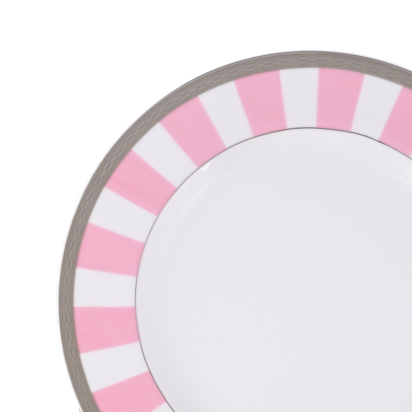 Azure By Dankotuwa Rose Matiz Baby Pink 21-Piece Porcelain Dinner Set - Platinum Lining