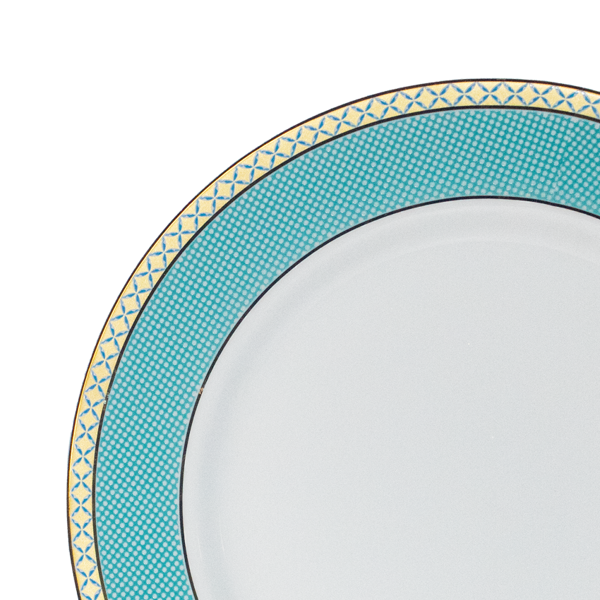 Azure Turquoise Royale – 21 Piece Gold Dinner Set
