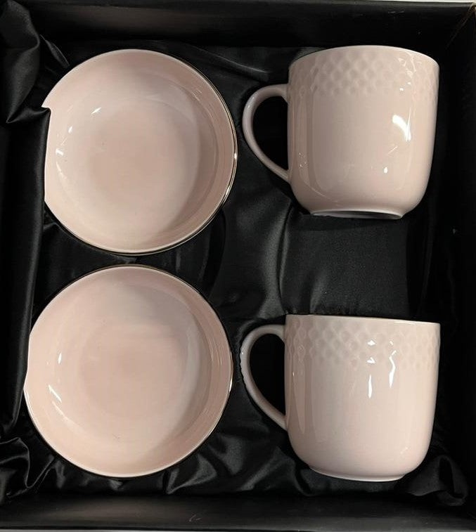 Azure by Dankotuwa Water Drop Pink – Set of 4 Gold Lining Snack Set
