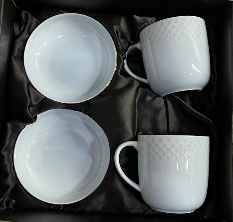 Azure by Dankotuwa Water Drop Blue – Set of 4 Gold Lining Snack Set