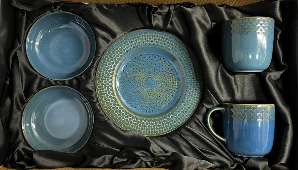 Dankotuwa Water Drop Reactive Blue 6-Piece Snack Gift Set