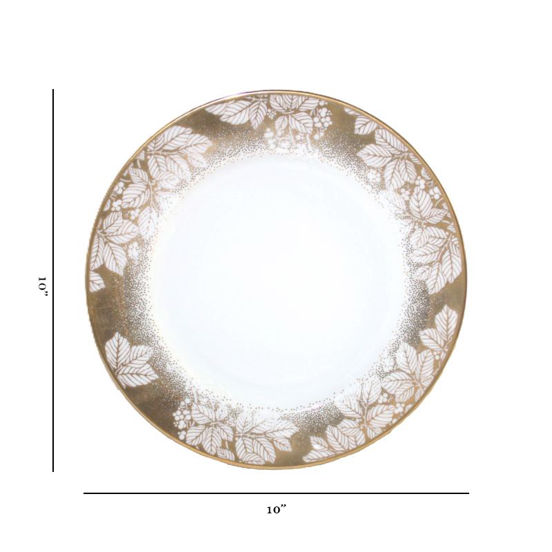 Azure By Dankotuwa Clittering Leaves 21-Piece Porcelain Dinner Set - Gold Lining