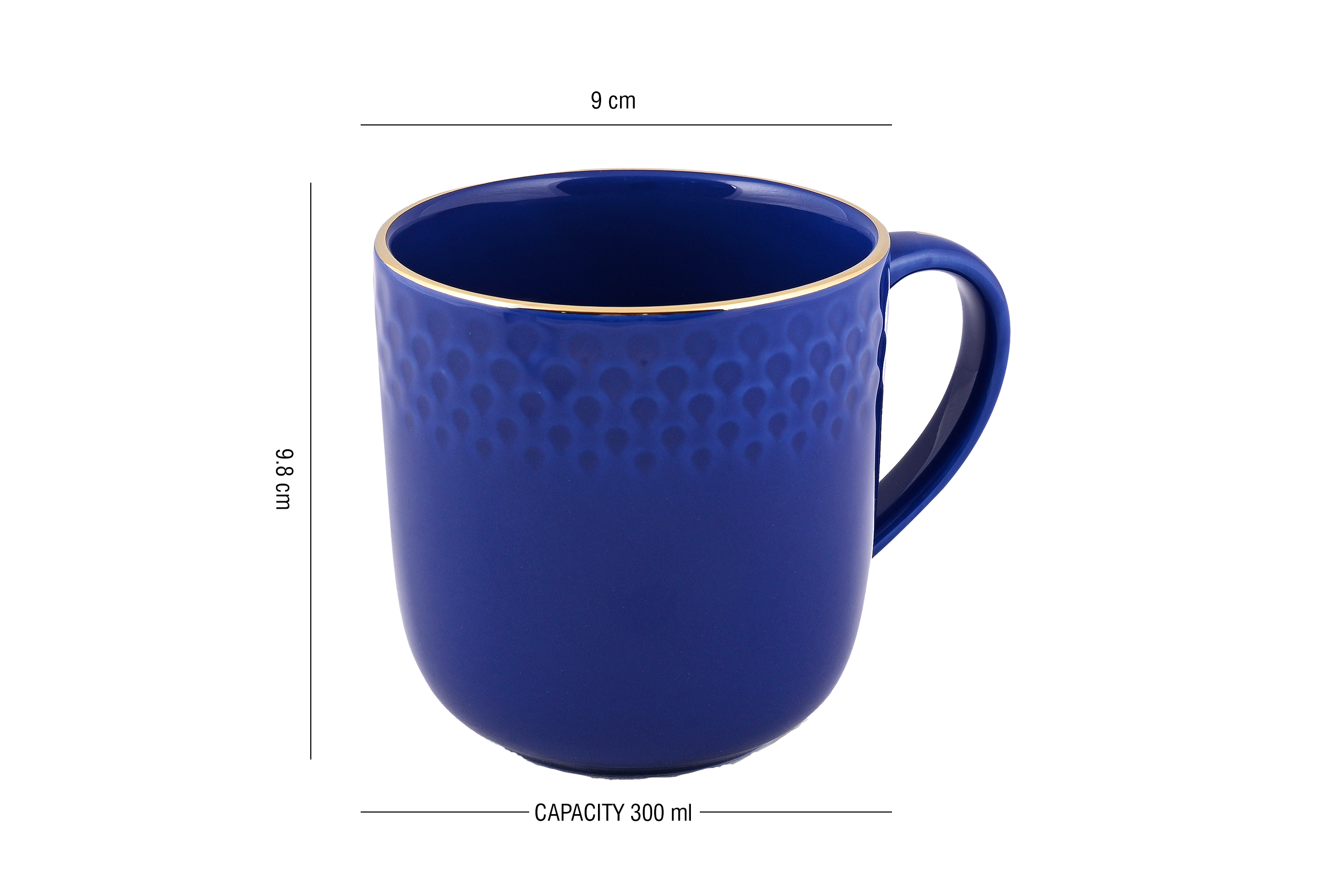 Azure by Dankotuwa Water Drop Dark Blue – Set of 2 Gold Lining Mug Set