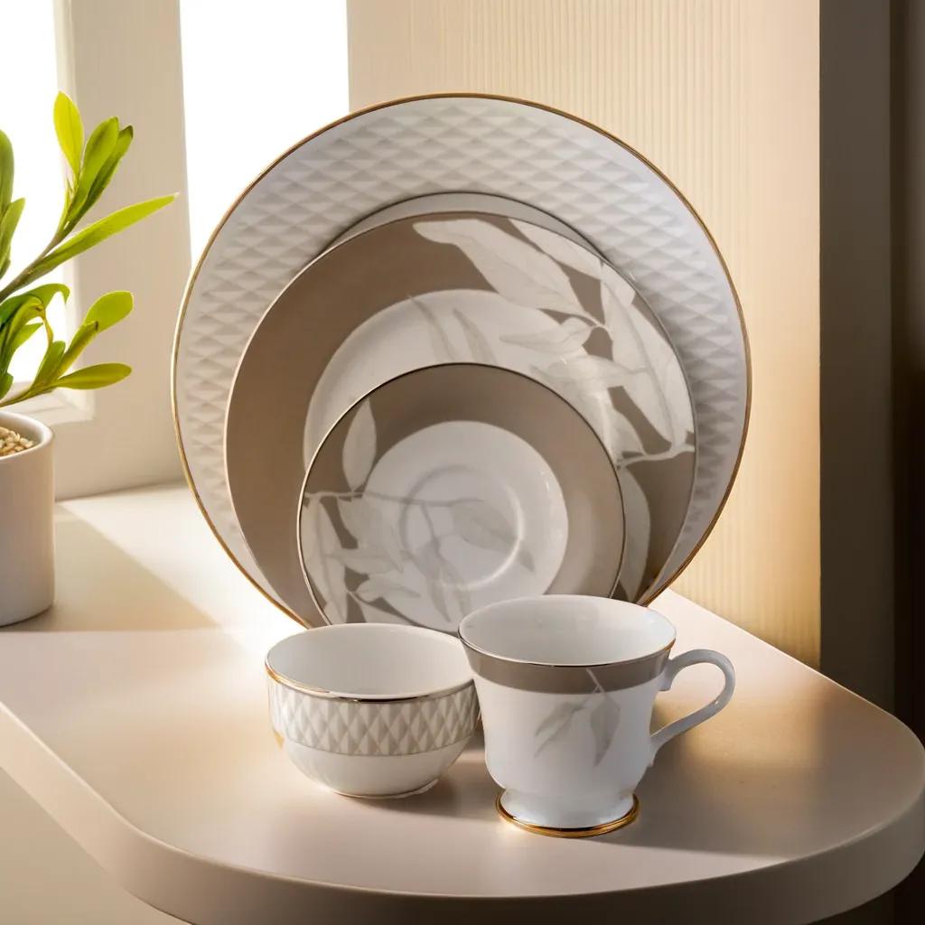 Azure By Dankotuwa Asuka 21-Piece Porcelain Dinner Set - Platinum Lining