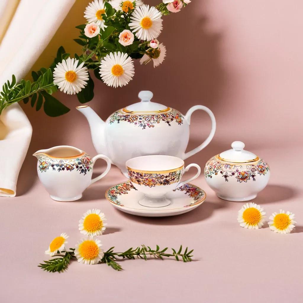 Formal 17-Piece Tea Set- Gold Trim