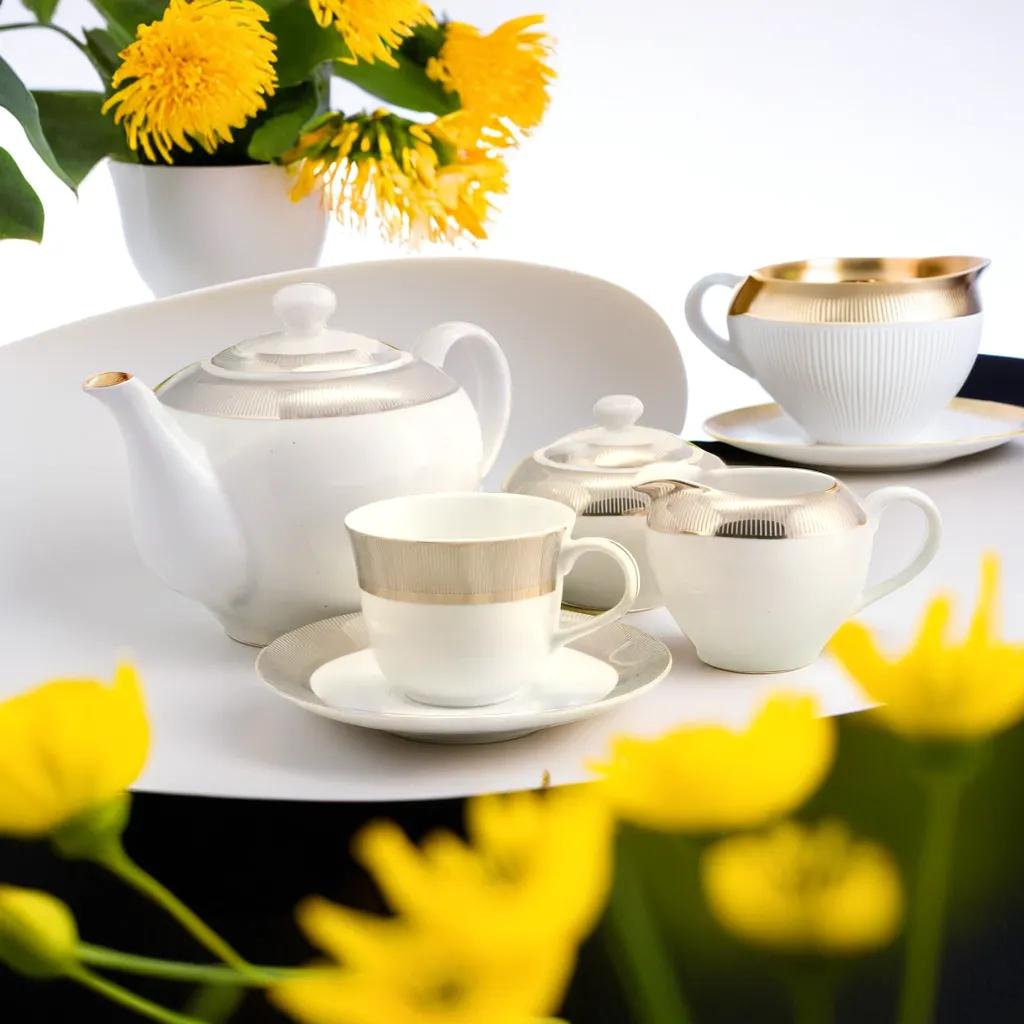 Azure Super Gold 17-piece Tea Set - Platinum Lining