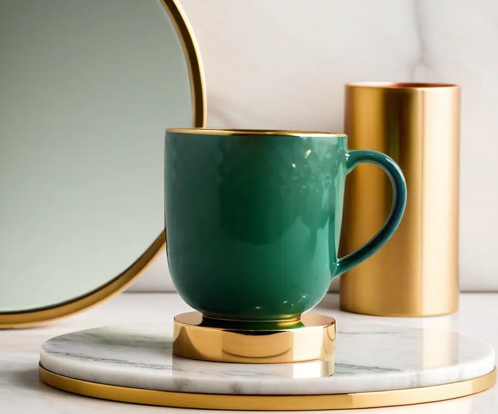 Azure by Dankotuwa Water Drop Dark Green – Set of 4 Gold Lining Snack Set