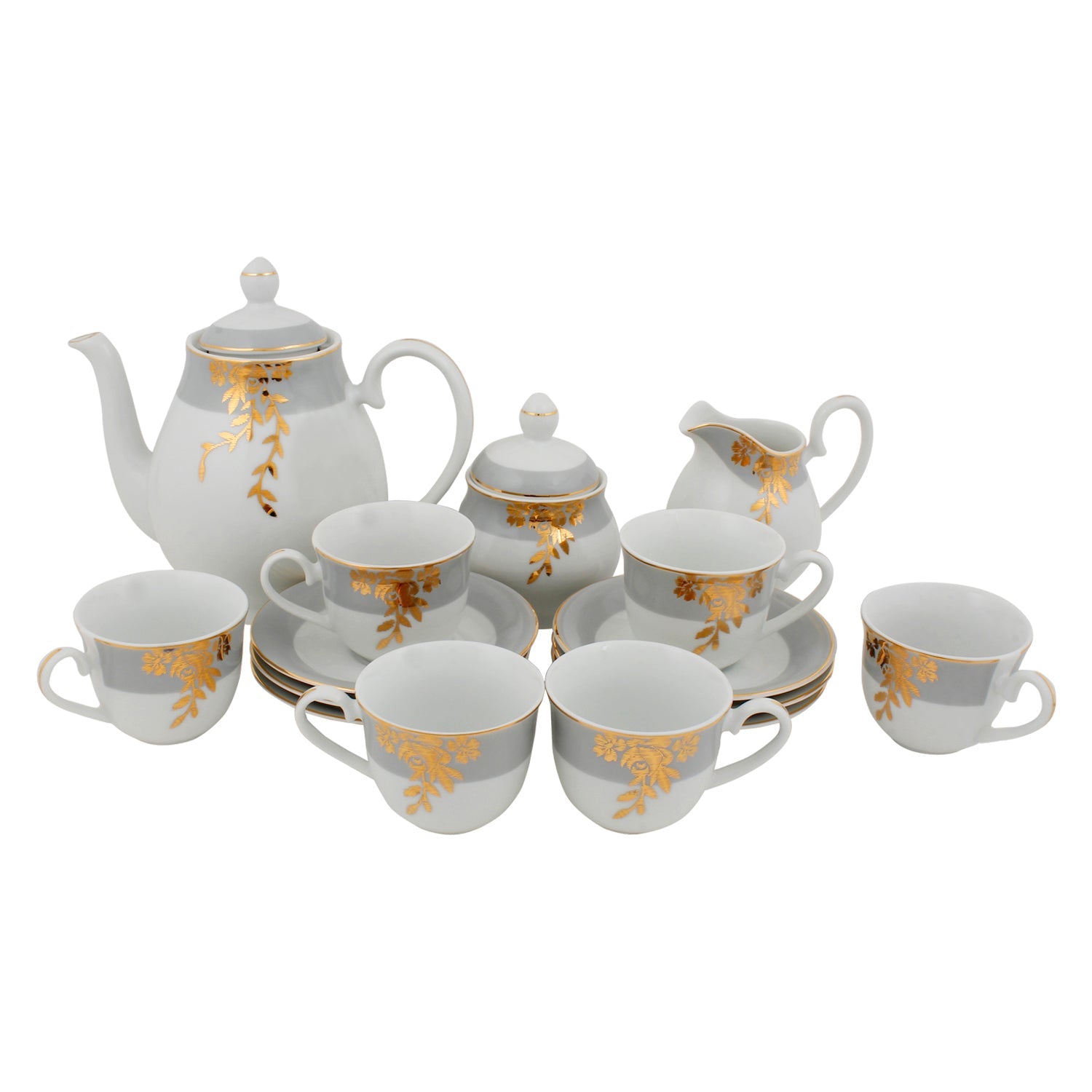 Azure Golden Whisper – 17 Piece Gold Lining Tea Set