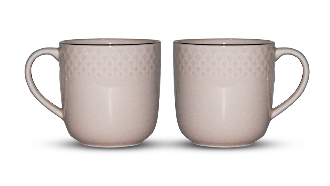 Azure by Dankotuwa Water Drop Pink – Set of 2 Gold Lining Mug Set
