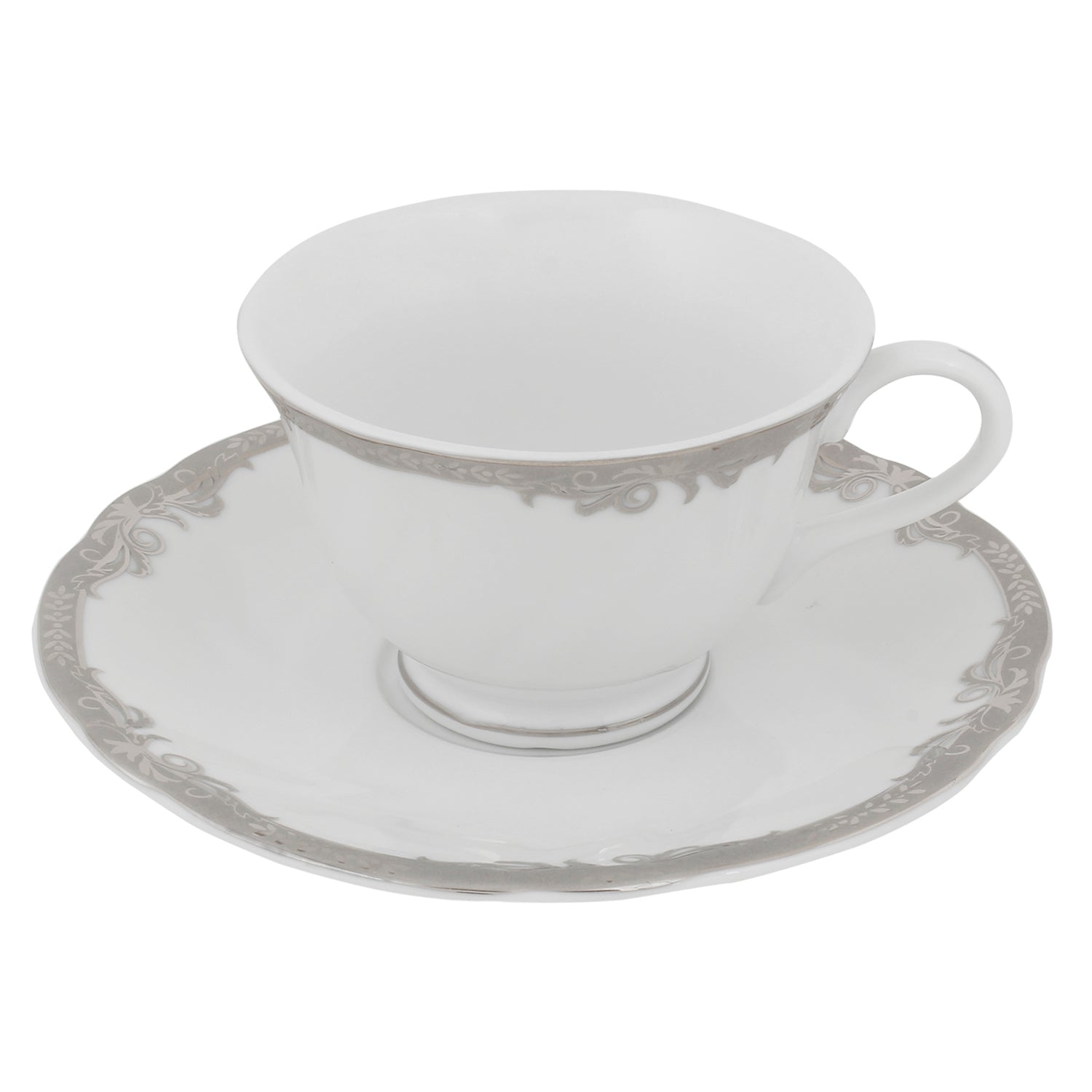 17-Piece Tea Set - Platinum Trim - Contemporary Formal Tea Service - Premium Porcelain