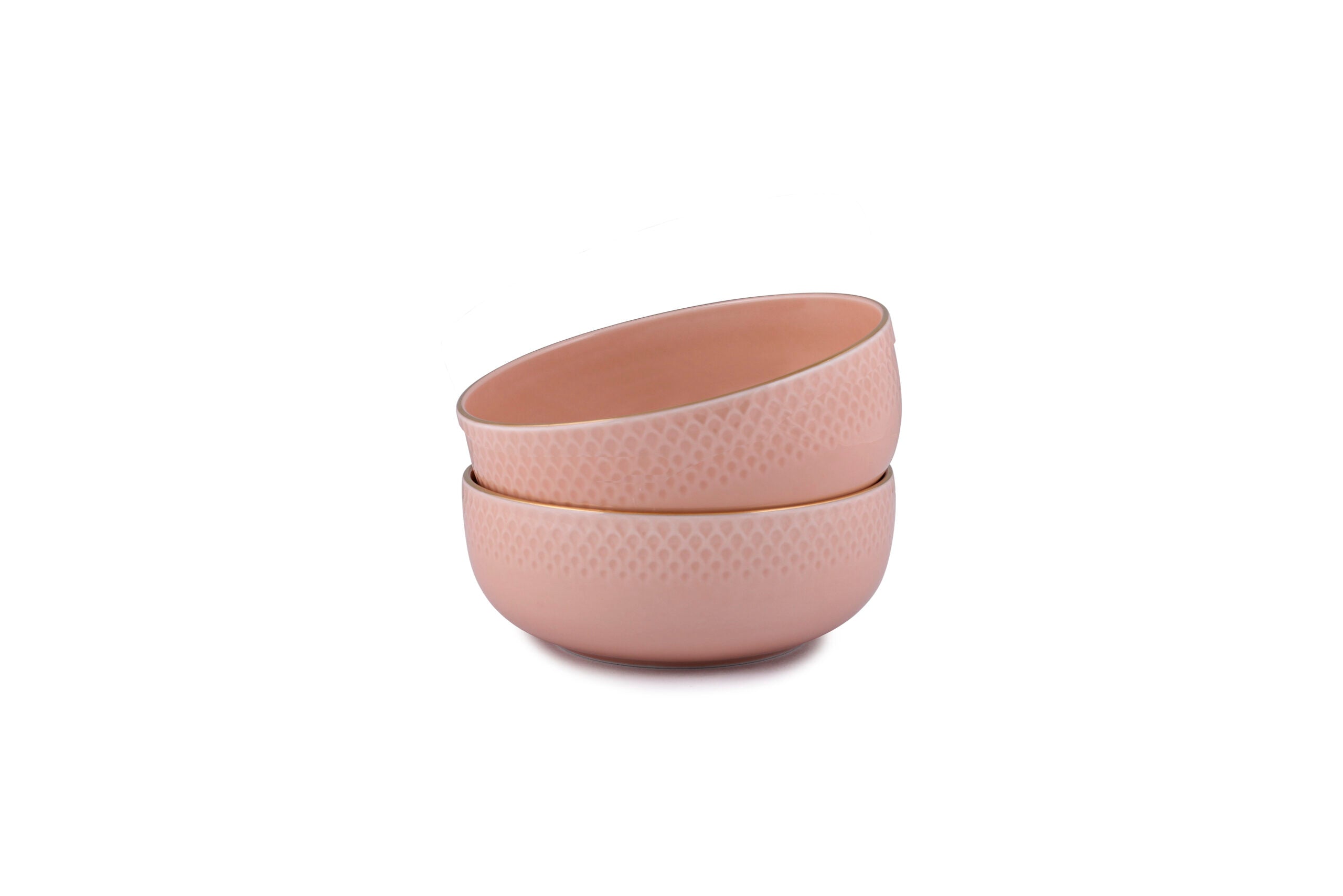 Dankotuwa Glazed 6-Piece Water Drop Pink Snack Gift Set with Gold Lining