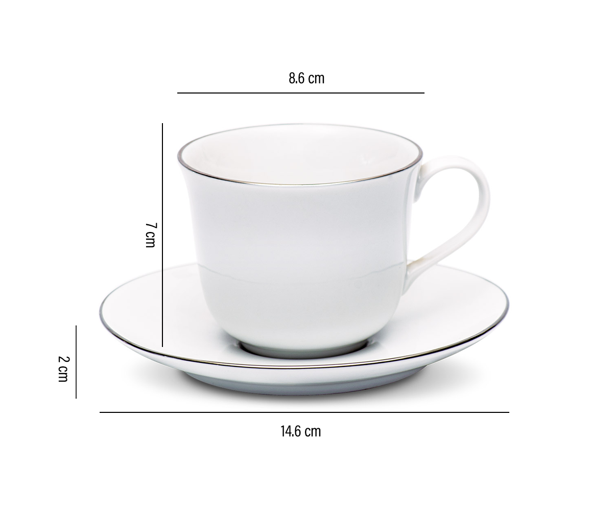 Azure Platinum-Lined 12-Piece Cup & Saucer Set – 21693 PL