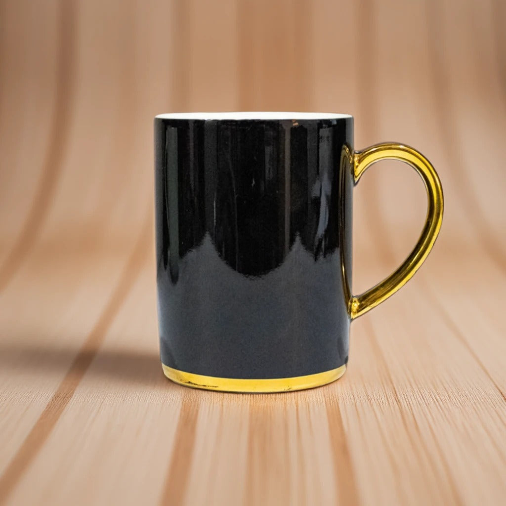 Azure by Dankotuwa Black & White With Gold Handle – Set of 2 Gold Lining Mug Set